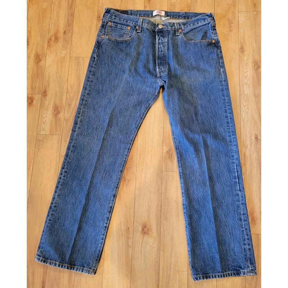 Levi's 501XX Dark Blue Men’s Button Fly Straight Leg Denim Jeans Size 38 X 30